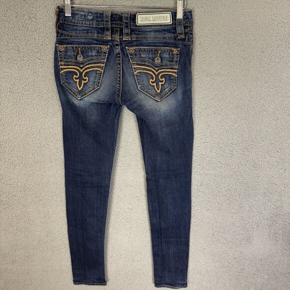 Rock Revival Jeans Womens‎ 25 Calli Skinny Embroidery Dark Wash Stretch - Picture 7 of 11